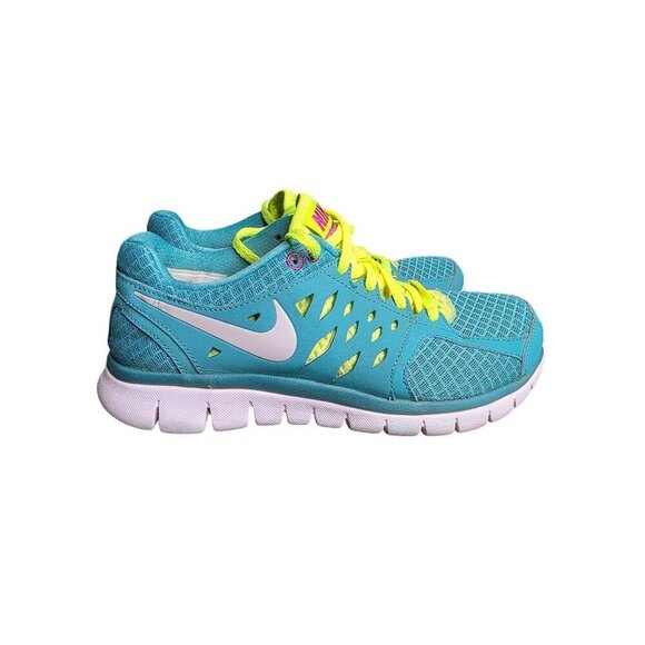 Nike Flex Trainer Teal Blue & Neon Athletic Running Jogging Sneakers Shoes~Sz 7 - Picture 8 of 13